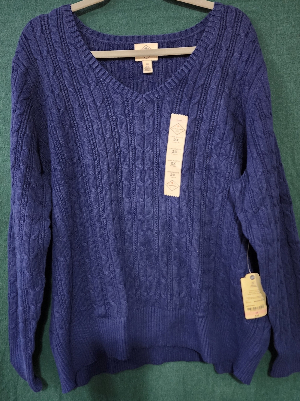 St. John's Bay Cable-Knit V-Neck Sweater in Royal Blue